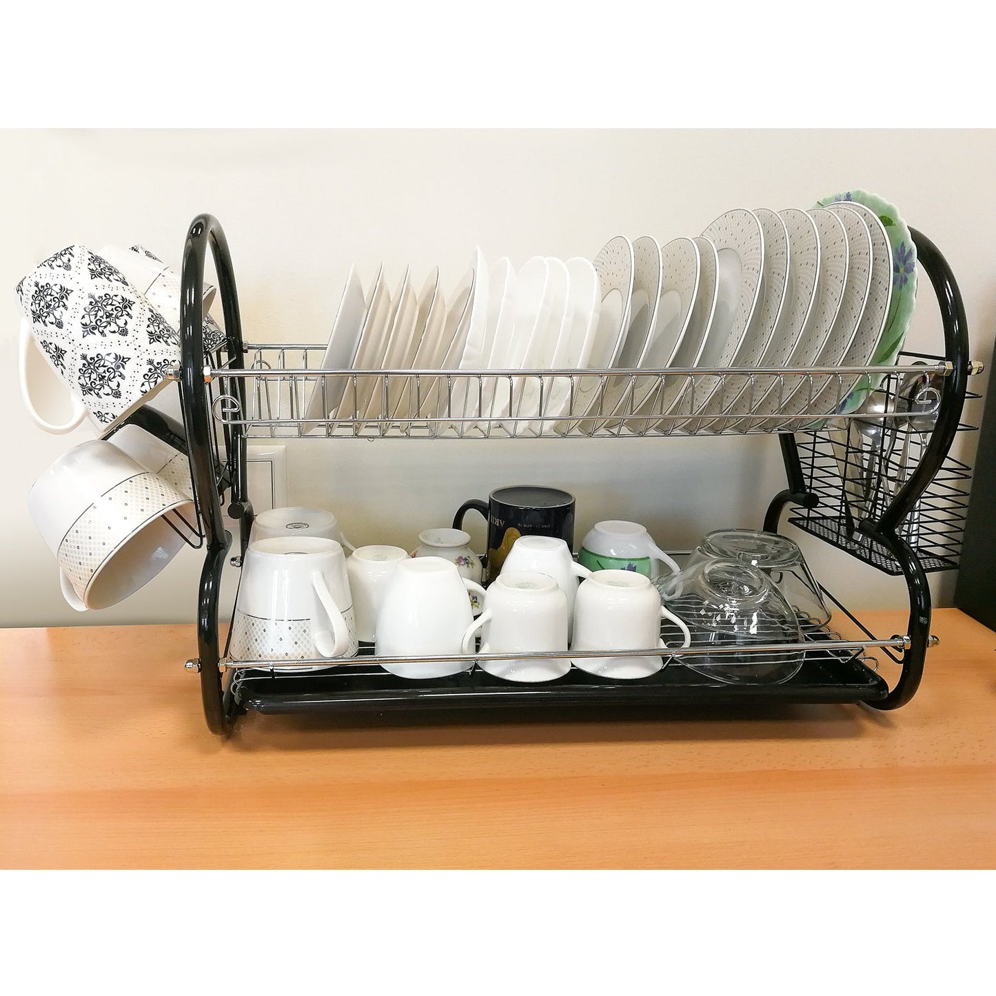 art moon Desert Escurridor Platos 2 Estantes con Bandeja Extraíble con Soporte para Vasos y Cubiertos