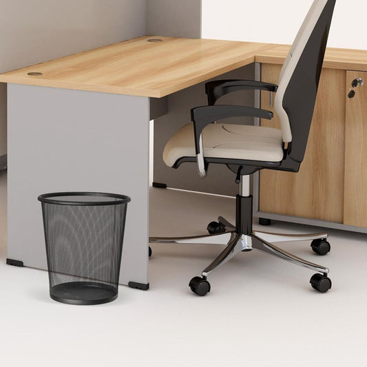 Papelera Circular Inox, de Rejilla Metalica, de Acero Recubierto de Polvo, Papelera Negra, 2 Pack, art moon Mesh