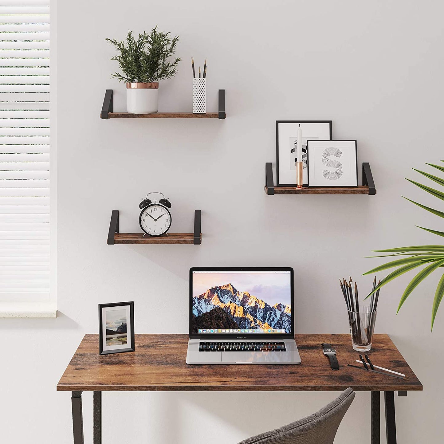 Vasagle Estantes de Pared Flotantes, Juego de 3, Estilo Industrial