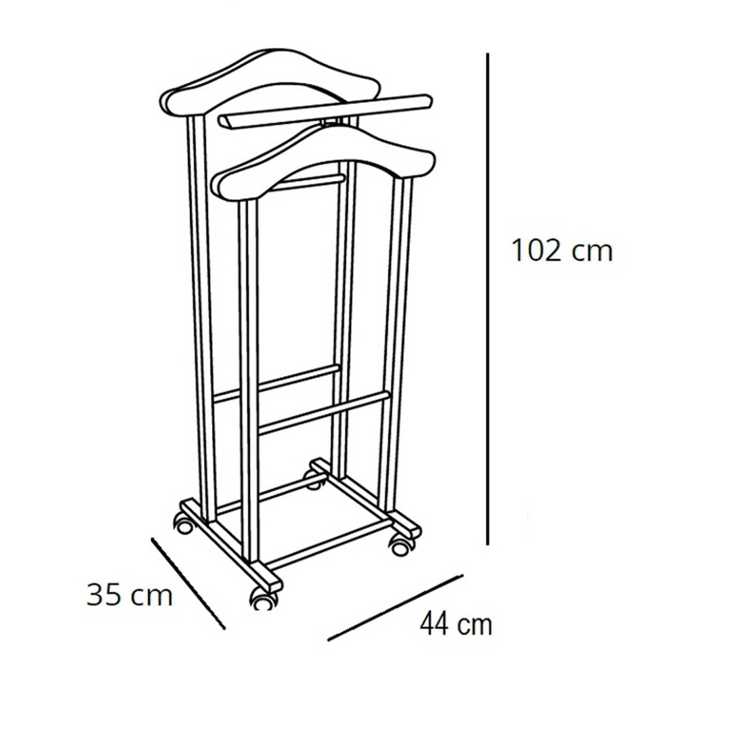 Galán de Noche para Dormitorio, Madera - Percha Doble - Color: Cerezo, ARIT TRENDY, 3