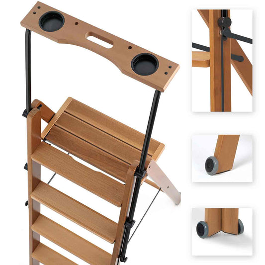 TUSCANIA 6 - Escalera 6 peldaños, Escalera en Madera, De haya maciza cereza