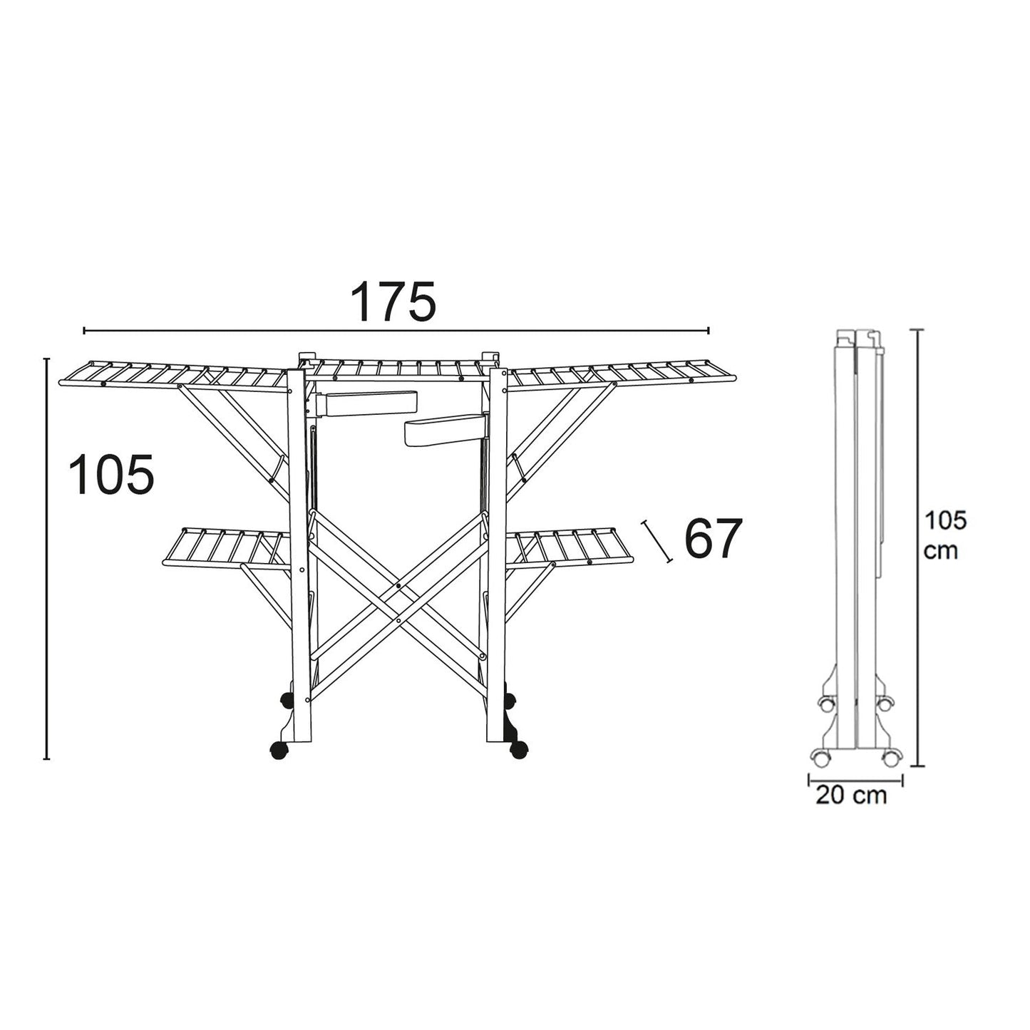 Tendedero GABBIANO, Madera - Plegable - Extensible - 30 m para Tender - Color: Cerezo - Ar-It il Cuore del Legno