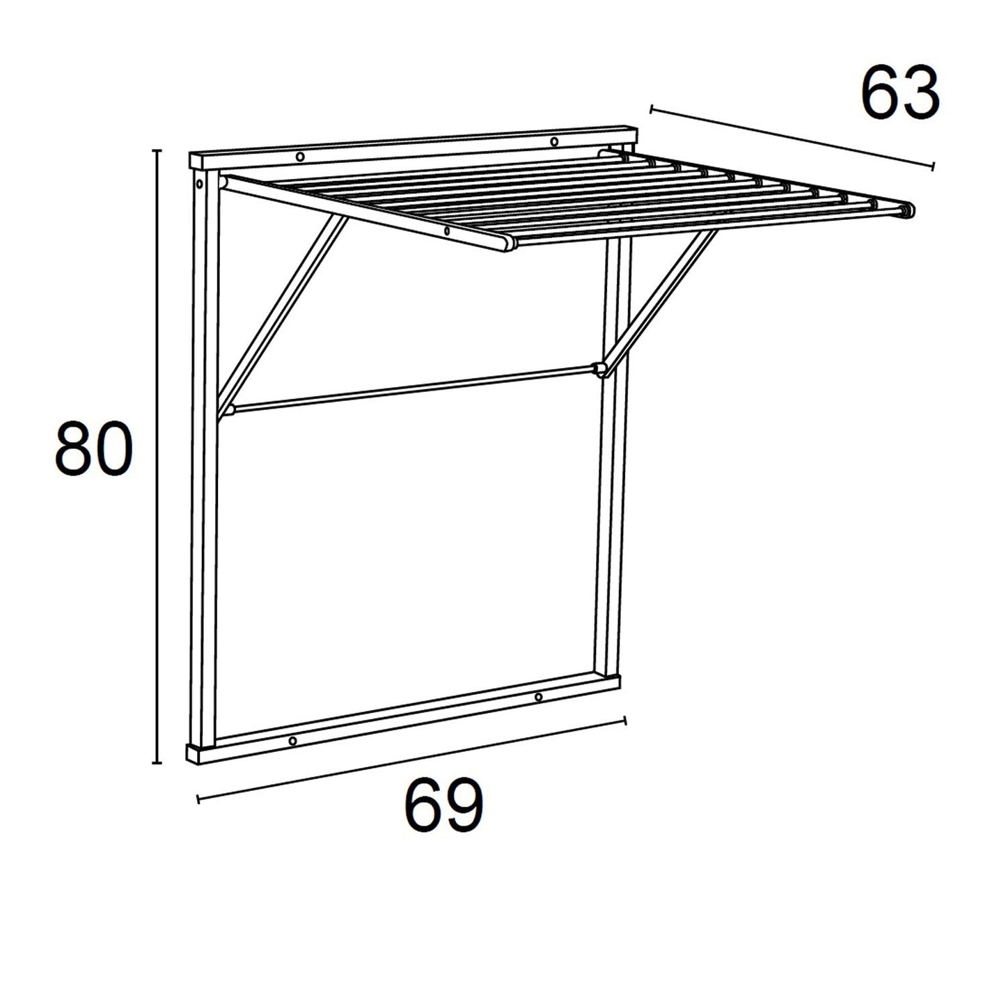 Tendedero Pared, Tendedero plegable pared, Madera, Plegable - 6,5 m Extensibles, ARIT KLEDY - Color: Blanco, 2