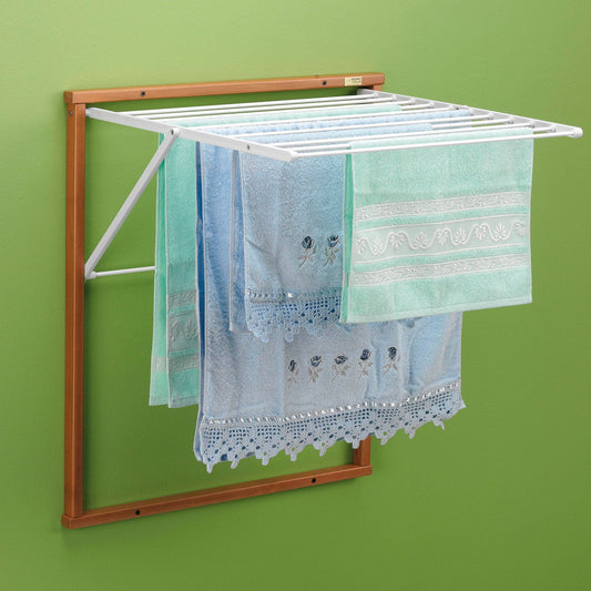 Tendedero Pared, Tendedero plegable pared, Madera, Plegable - 6,5 m Extensibles, ARIT KLEDY - Color: Cerezo, 1