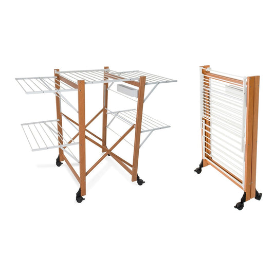 Tendedero ALIANTE, Madera - Plegable - Extensible - 24 m para Tender - Color: Madera de Cerezo Ar-It il Cuore del Legno