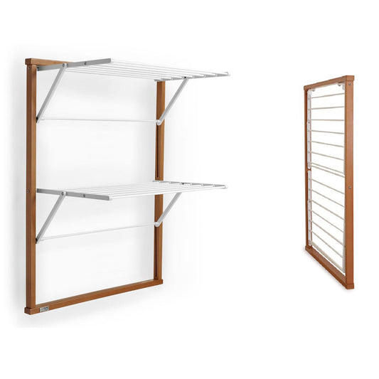 Tendedero Pared, Tendedero plegable pared En Madera De Haya Maciza - 9 m, ARIT KLAUS - Color: Cerezo, 1