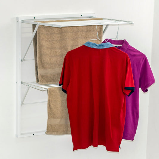 Tendedero Pared, Tendedero plegable pared, Madera, Cierre - 11 m Extensible, ARIT KEVIN Color: Blanco, 1