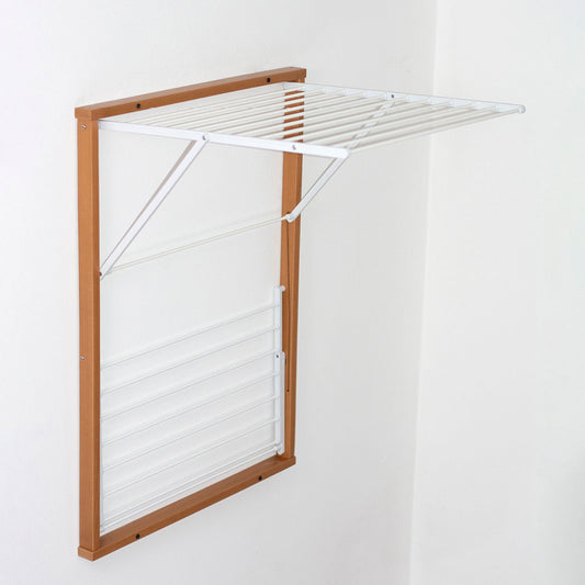 Tendedero Pared, Tendedero plegable pared, Madera, Cierre - 11 m Extensible, ARIT KEVIN - Color: Cerezo, 1