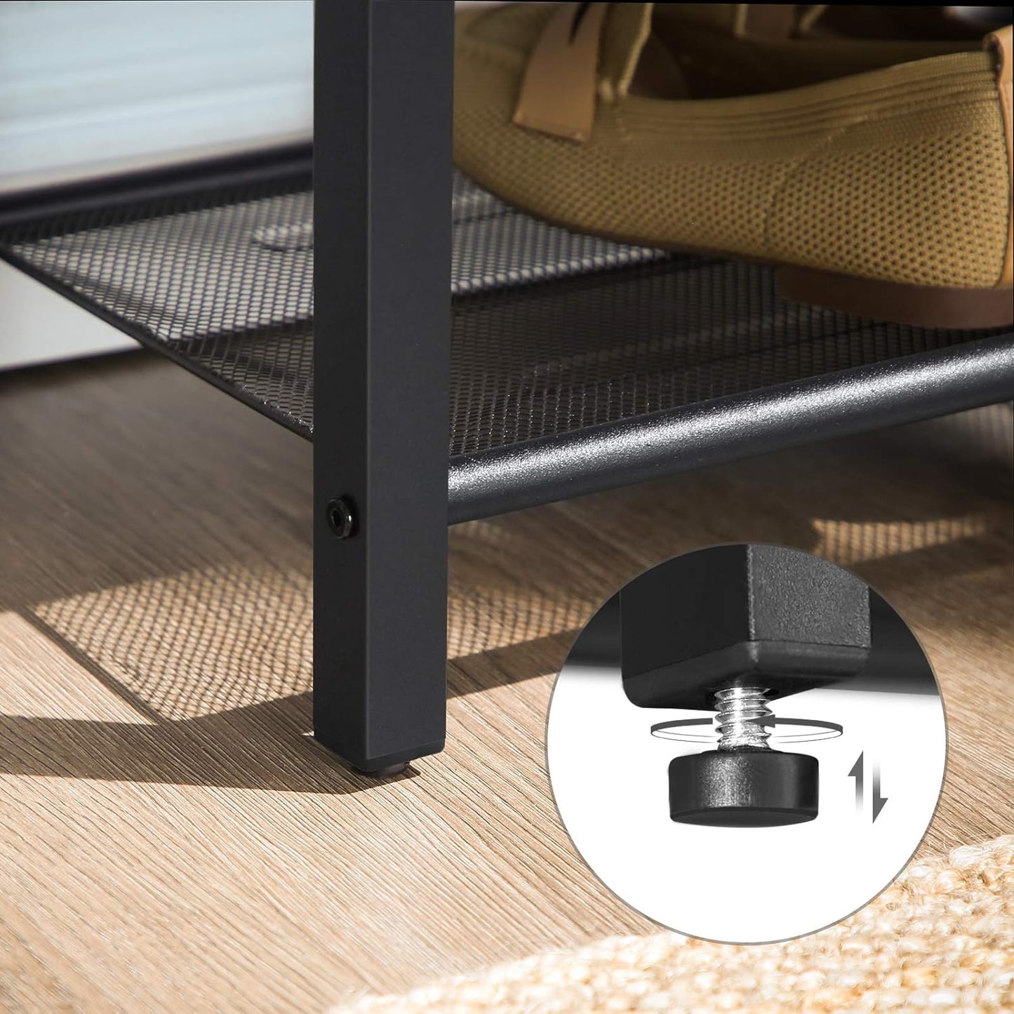 VASAGLE - Banco de Zapatos, Banco Acolchado, Taburete con Estante, Pasillo, Sala de Estar, Marco de Acero, Fácil Montaje, Cuero Sintético