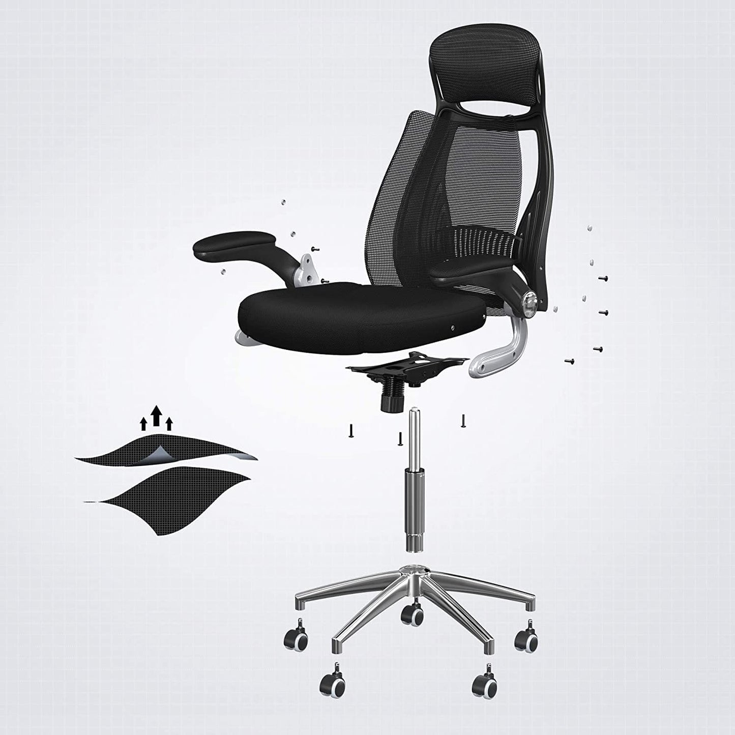 Silla - Comprar silla escritorio, Silla giratoria ergonómica, Silla de oficina, SONGMICS, Soporta 120 kilos, 6