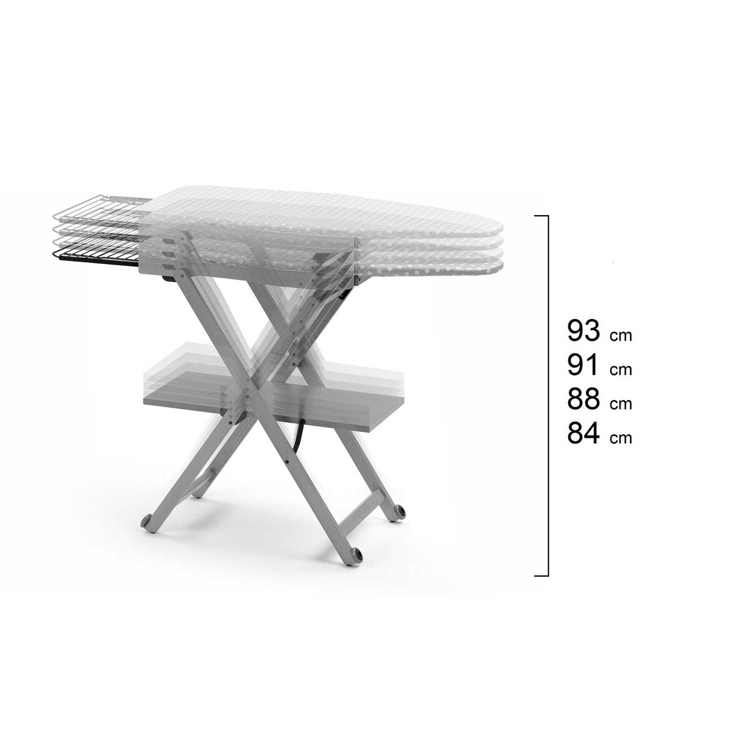 Tabla de planchar, Tabla Planchar, con Ruedas, Tabla de planchar plegable, Ajustable en altura, ARIT STIROCOMODO, 4
