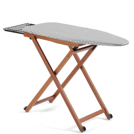 Tabla de planchar STIROLIGHT Tabla de planchar de madera maciza de haya Ancho 45 cm Altura 84-93 cm con ruedas Cerezo ARIT