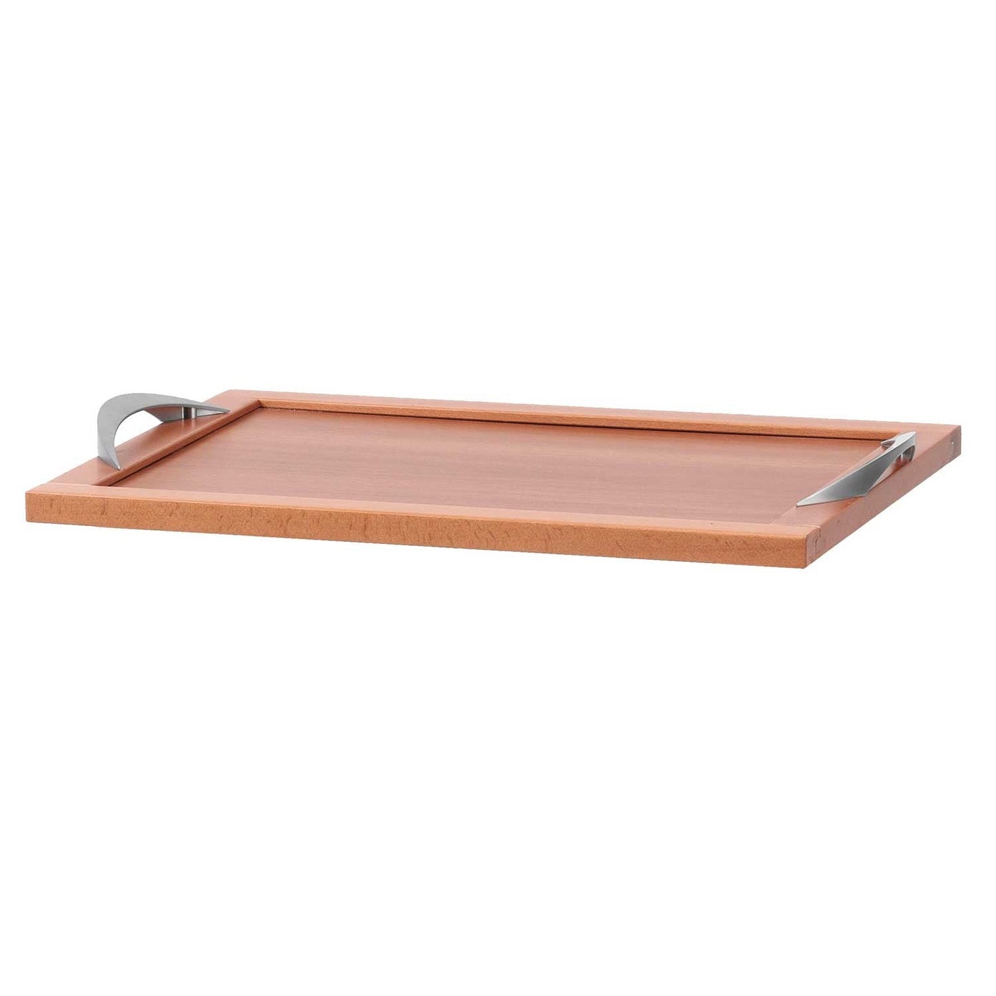 Bandeja de madera DRINK, Bandeja de desayuno, Bandeja para sofá, Bandeja con asas de aluminio, Cereza, 1