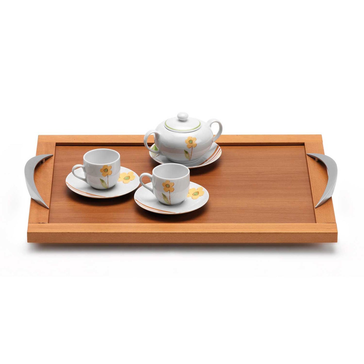 ARIT - Bandeja de madera DRINK, Bandeja de desayuno, Bandeja para sofá, Bandeja con asas de aluminio, Cereza