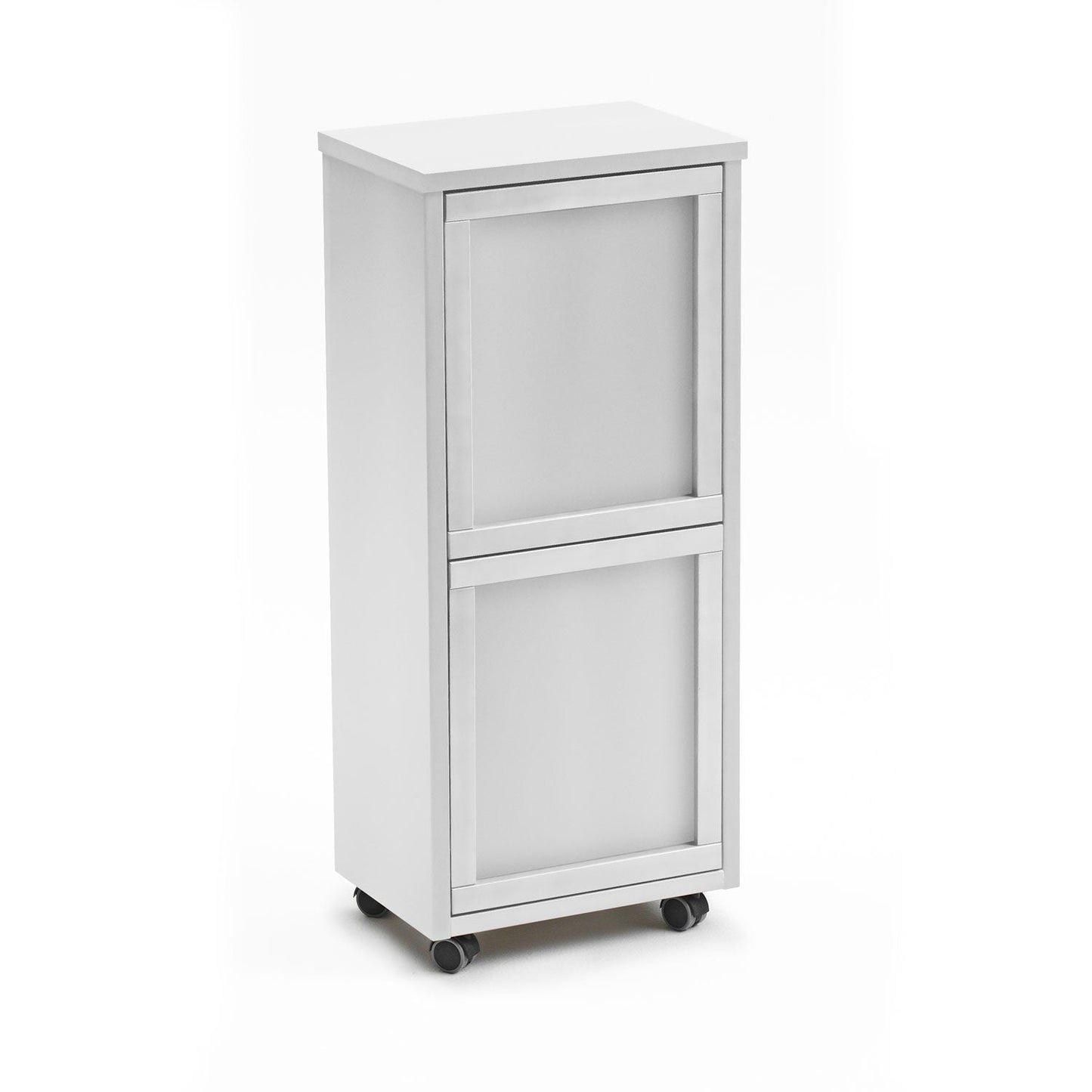 Carrito de cocina con cubo de basura MADERA 2, Cubo de basura y reciclaje de 2 cubos x12L, Blanco, ARIT, 3