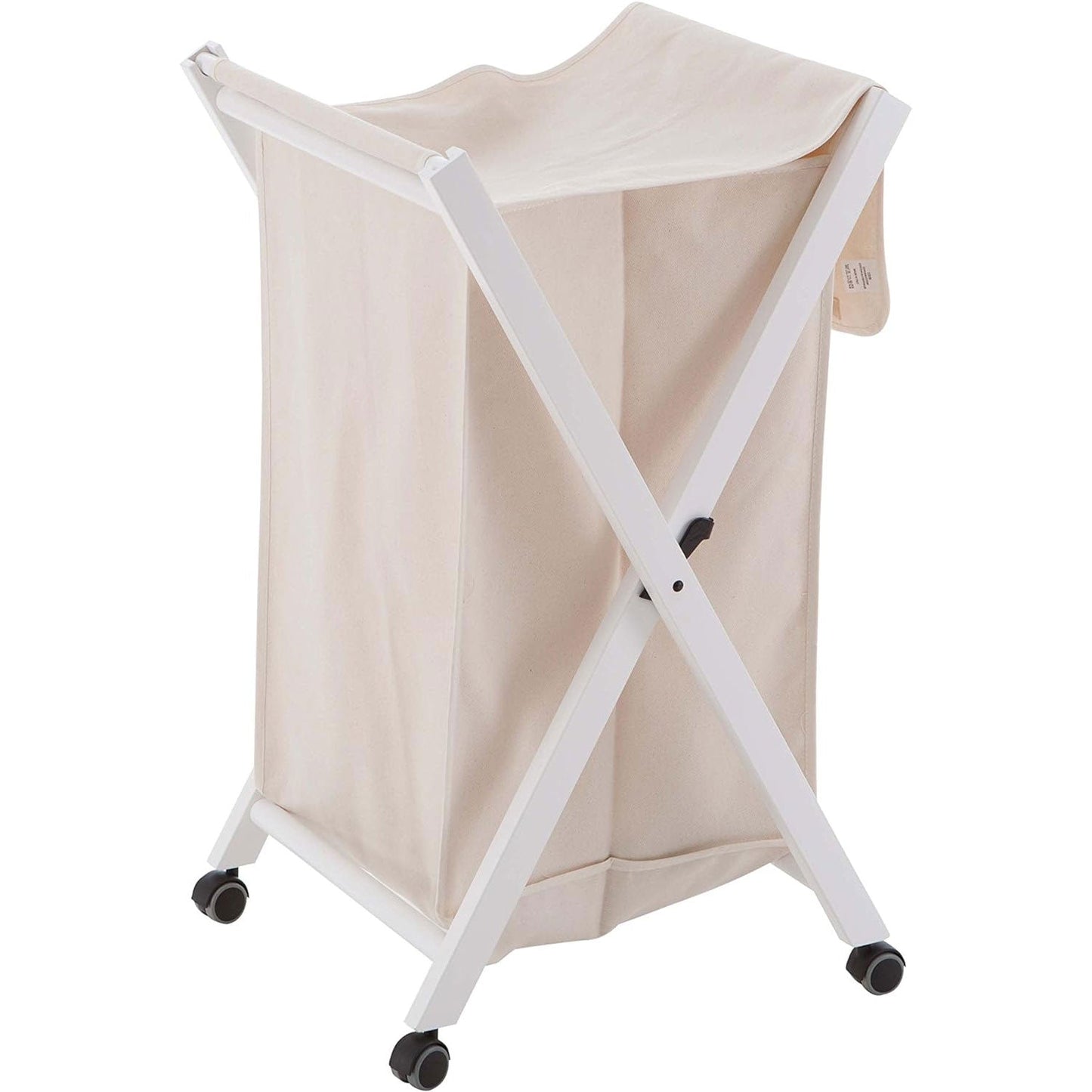 Cesto ropa sucia plegable, Cesto ropa plegable, Cesto colada en madera de haya maciza con tela de algodón, ARIT BANNY Blanco