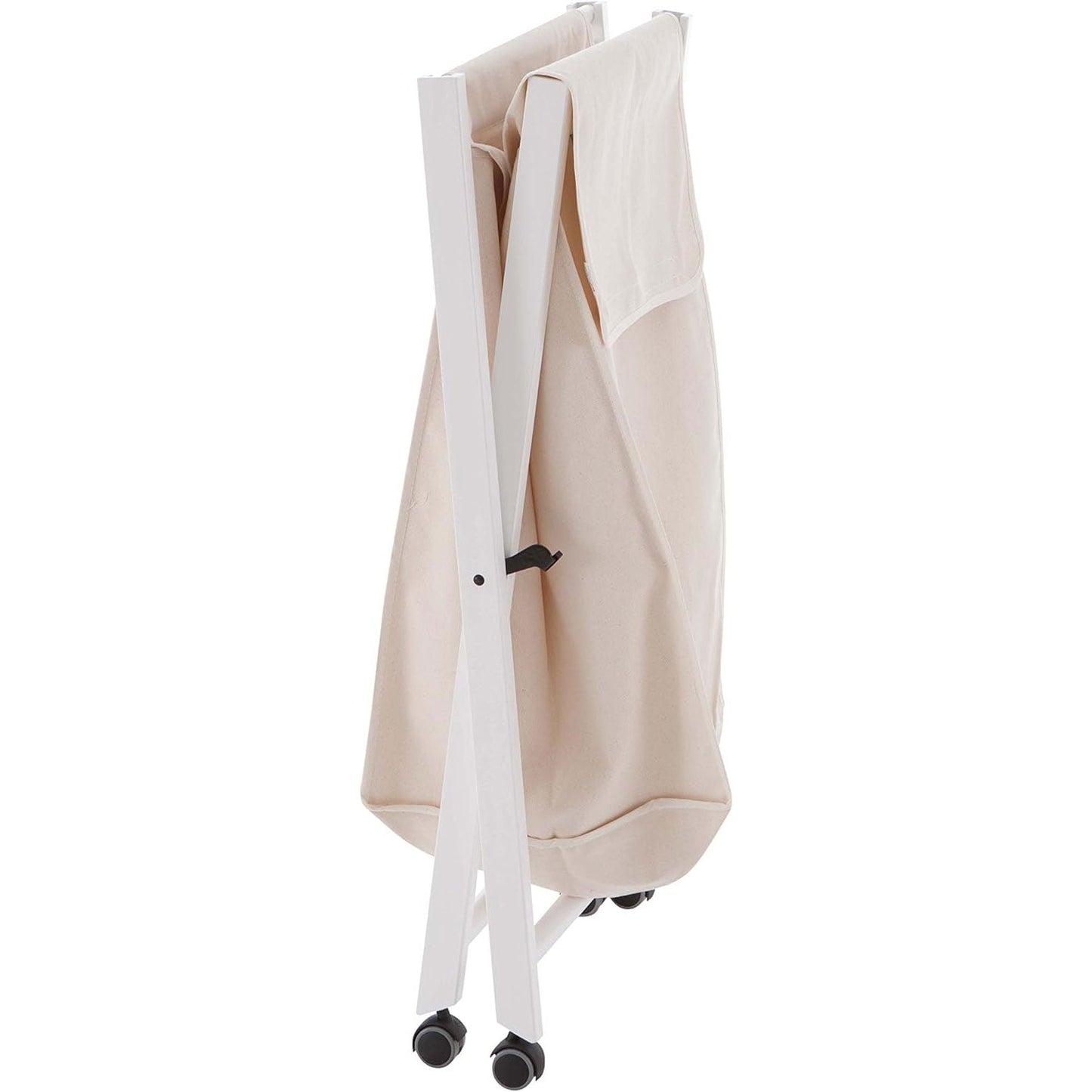 Cesto ropa sucia plegable, Cesto ropa plegable, Cesto colada en madera de haya maciza con tela de algodón ARIT BANNY Blanco 1
