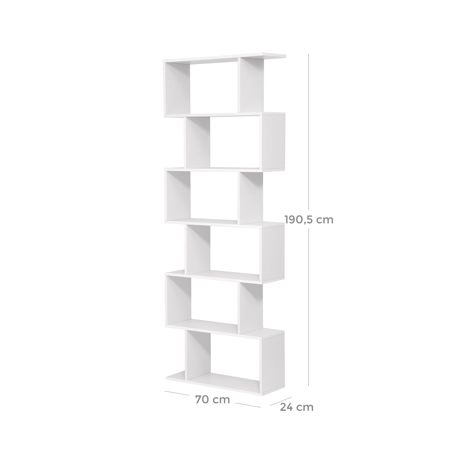 Estanteria, Estanteria Libreria, Estanteria Esquinera, Librería de Madera de 6 Niveles, Blanco, Vasagle, 6