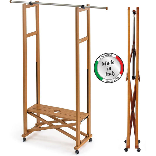 Burro Ropa Madera, Armario, Perchero Plegable, Barra Extensible, ARIT Elios 2