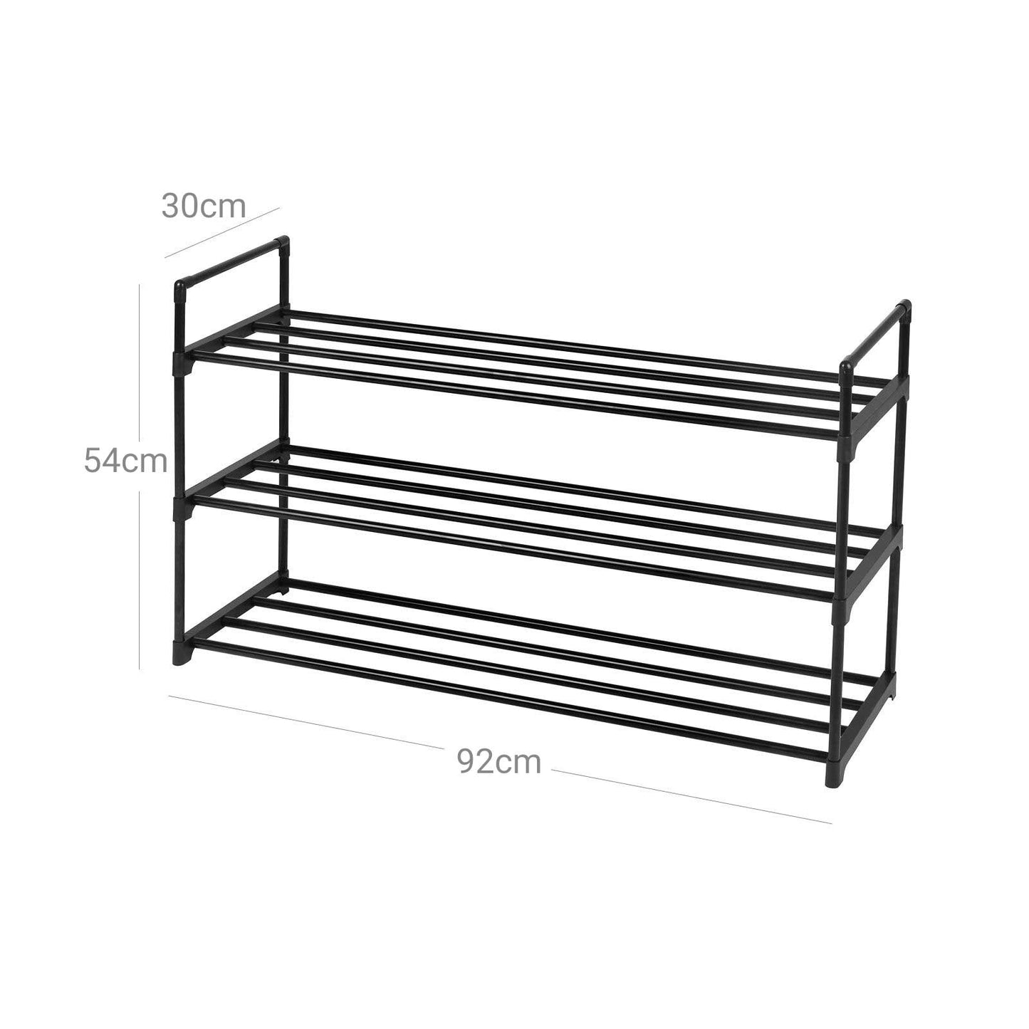 SONGMICS - Zapatero de 3 Niveles, Estantes Metálicos para Guardar hasta 15 Pares de Zapatos, para Salón, Entrada, Vestíbulo y Guardarropa