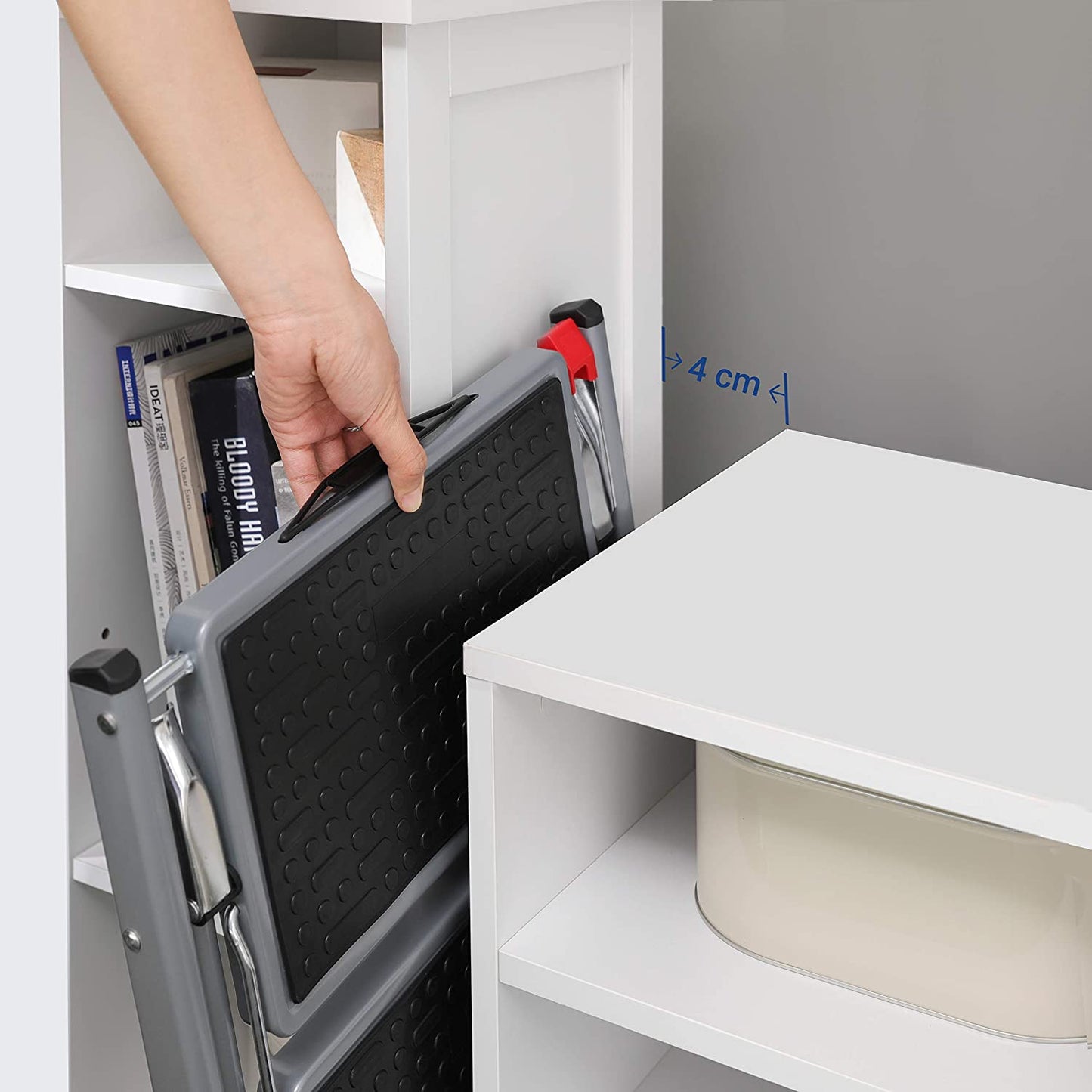 Taburete Plegable de 2 Peldaños, Antideslizante y Resistente, silla escalera - Songmics