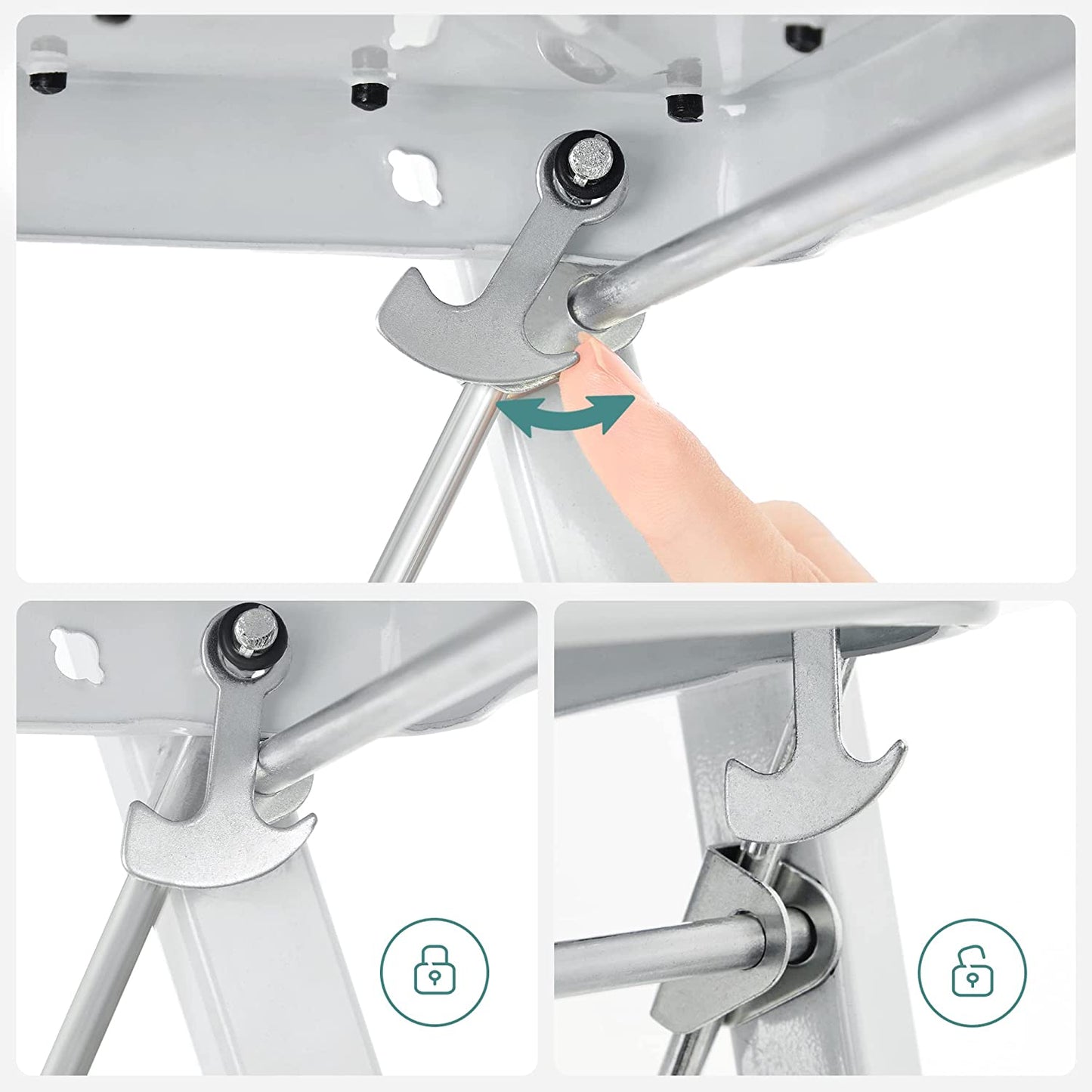 Escalera Plegable de 3 Peldaños, Robusta y Segura, Escalera - SONGMICS