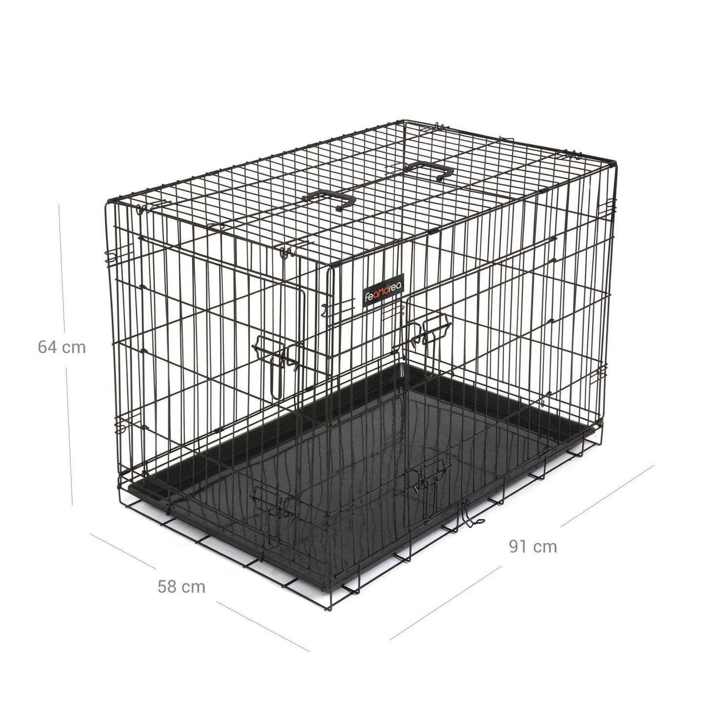 Feandrea Jaula Metálica Grande para Perros, Transportín Plegable, Negro