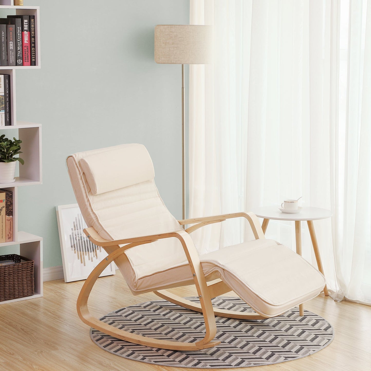 Mecedora, Mecedora con Reposapiés Ajustable, Silla Mecedora, Silla de Relajación, Songmics, 5
