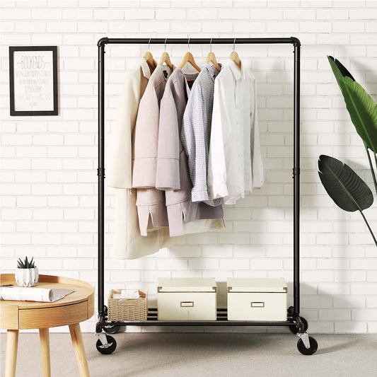 Burro Ropa, Burro Ropa Resistente, Perchero Móvil con Estante, Capacidad de Carga de 90 kg, Songmics, 2