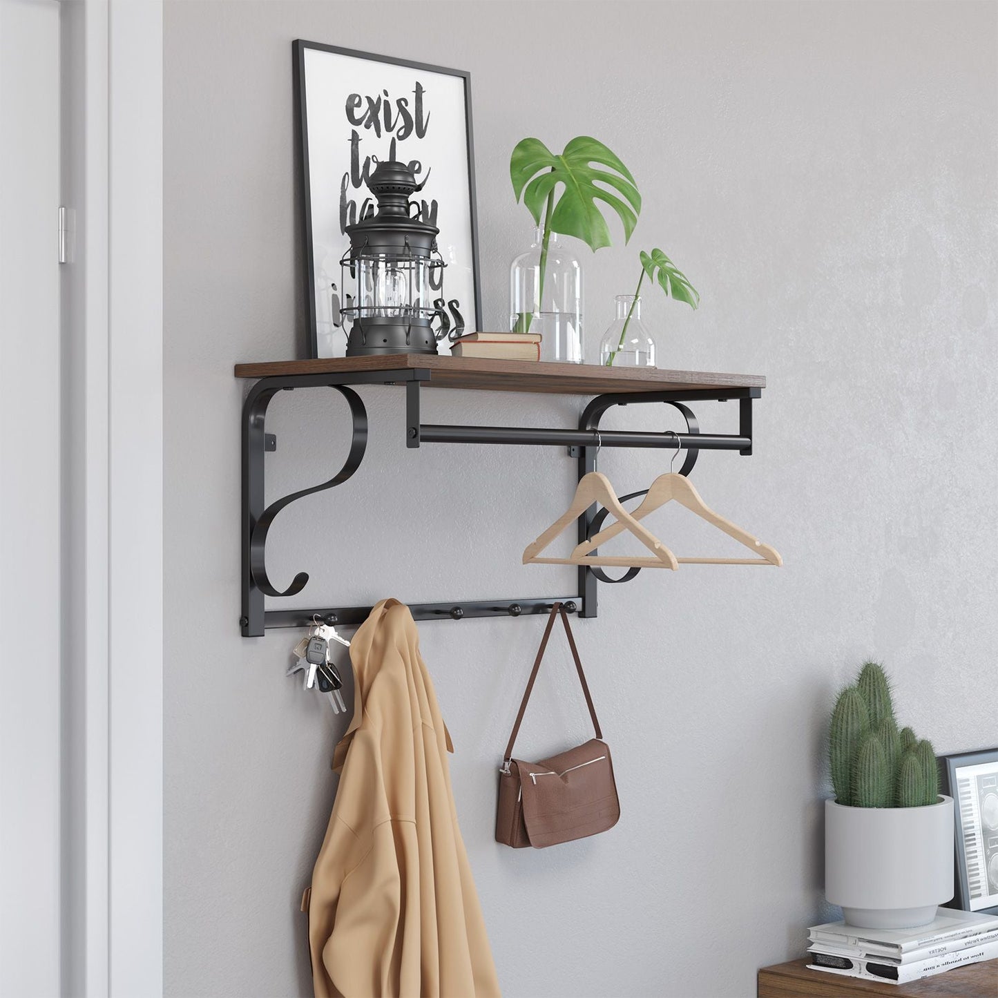 Perchero de Pared, con Estante y Ganchos, Vasagle, 3