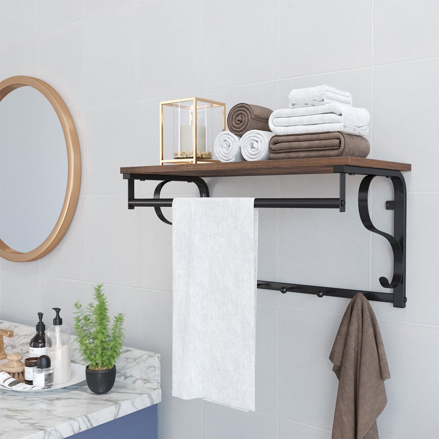 Perchero de Pared, con Estante y Ganchos, Vasagle, 2