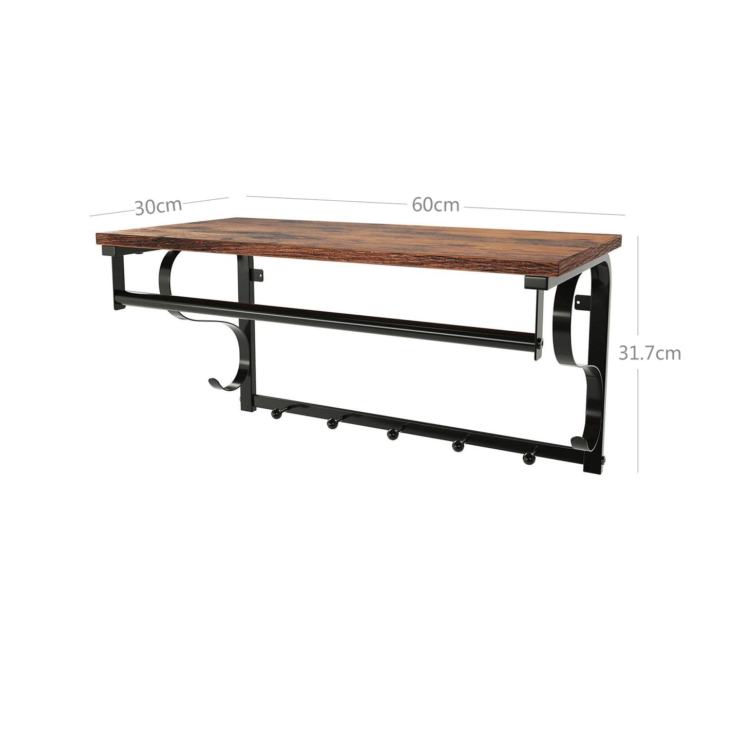 Perchero de Pared, con Estante y Ganchos, Vasagle, 5