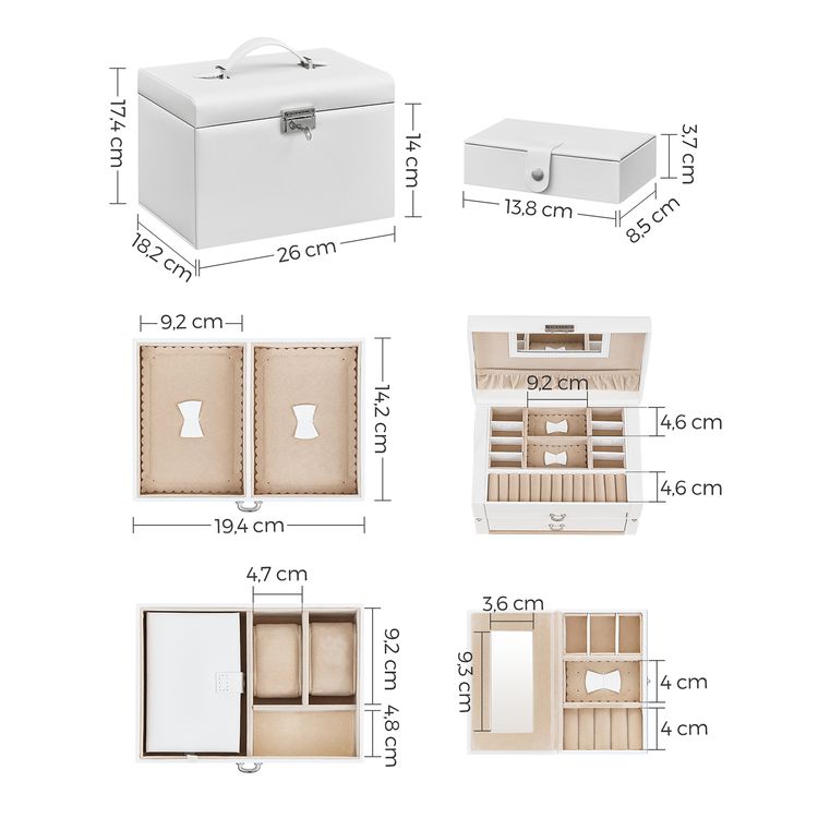 Songmics Caja Joyero con Espejo y Cajones: Almacenamiento para Joyas