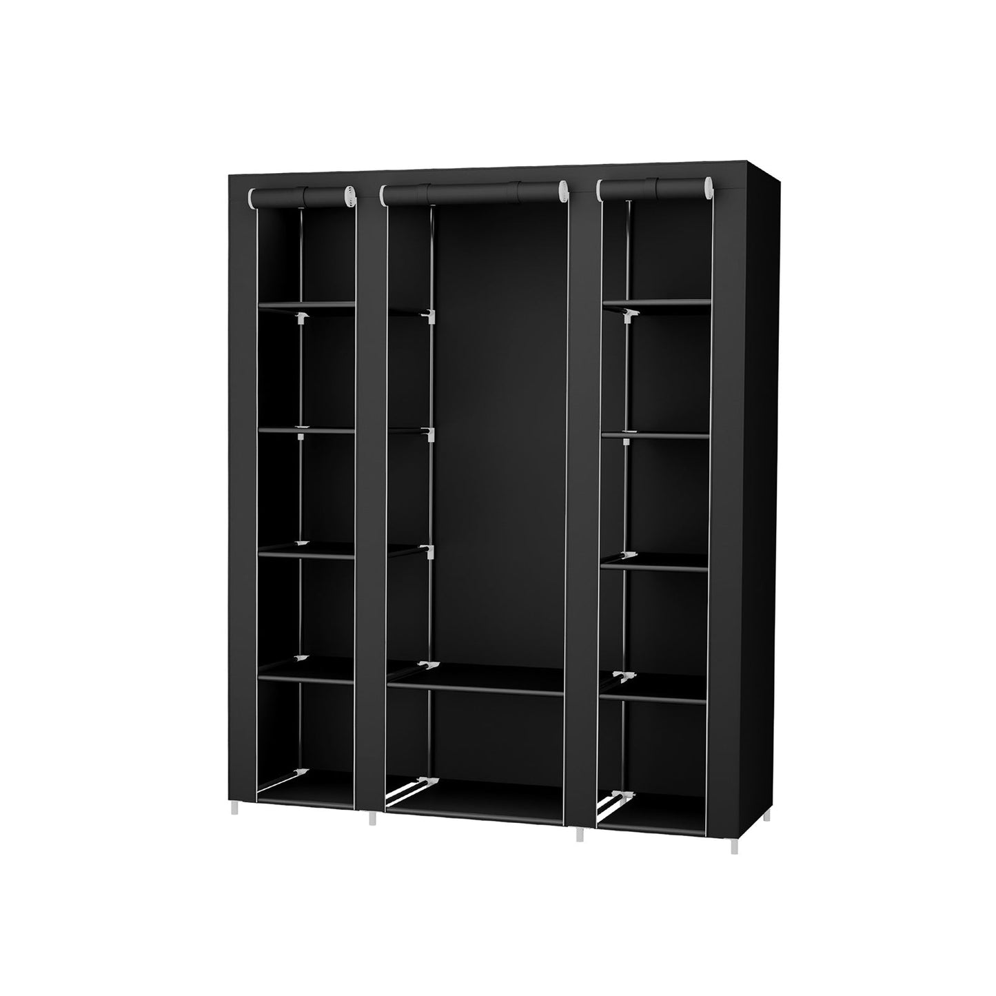 Armario de Tela, Armario Plegable de Tela con Cremalleras, 150x45x180 cm, Negro, Songmics, 2