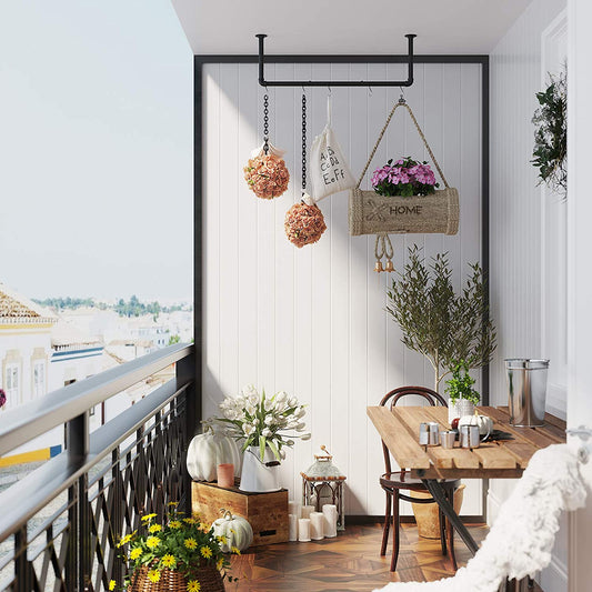 SONGMICS - Relling Rail para la pared, la varilla del espacio de la carcasa en diseño industrial, montaje en la pared, ahorro de espacio, hasta 50 kg