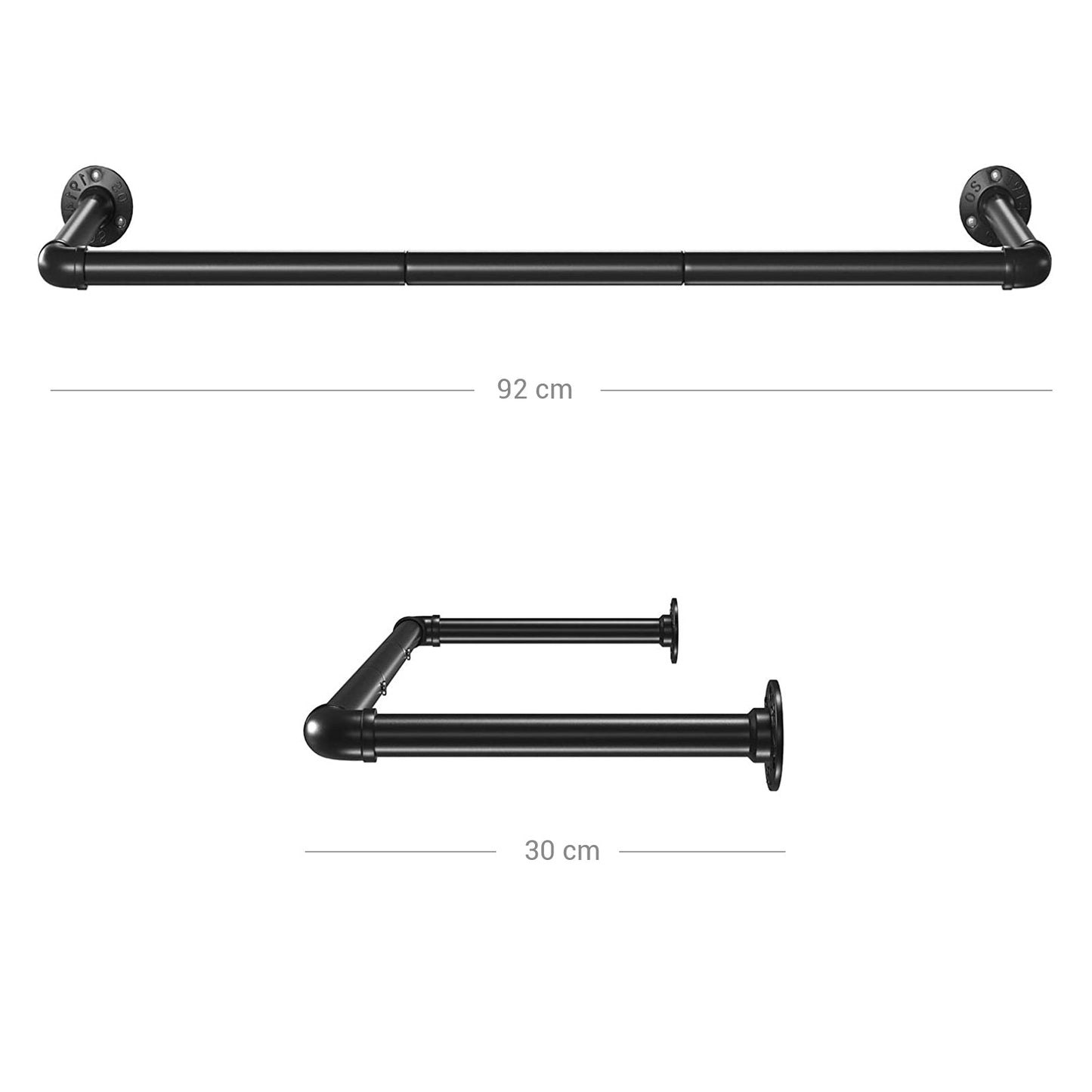 SONGMICS - Relling Rail para la pared, la varilla del espacio de la carcasa en diseño industrial, montaje en la pared, ahorro de espacio, hasta 50 kg