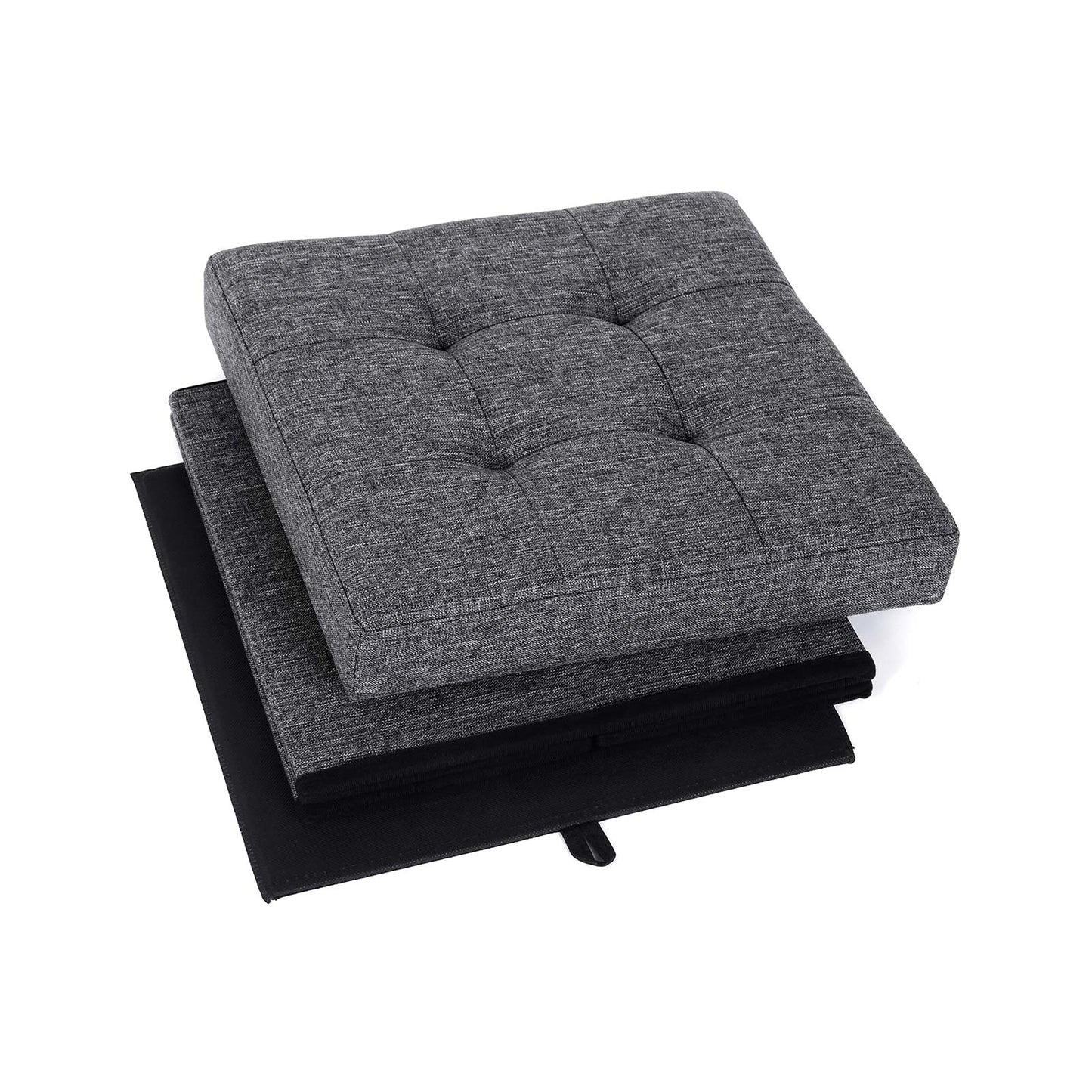 Songmics Banco Taburete con Almacenamiento, Asiento Plegable, Gris Oscuro
