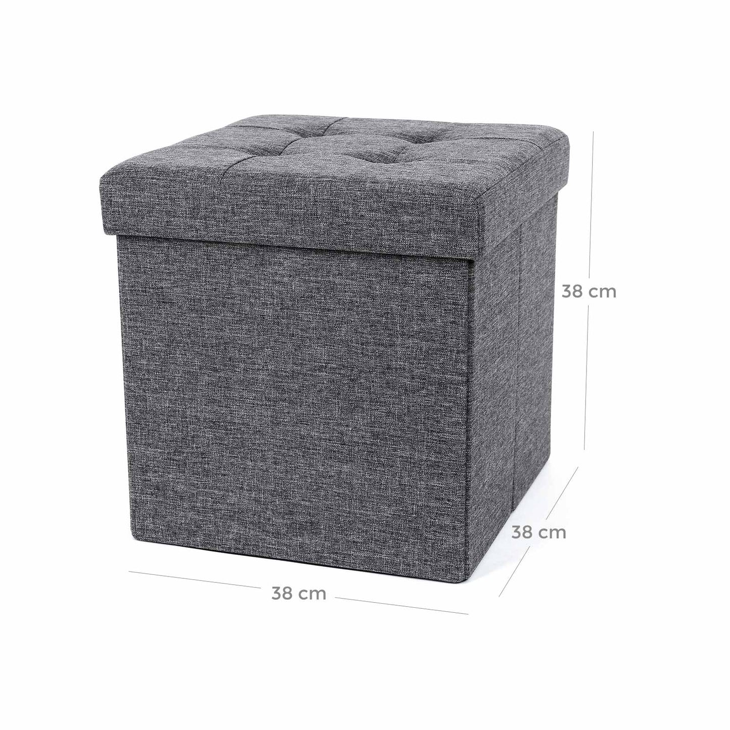 Songmics Banco Taburete con Almacenamiento, Asiento Plegable, Gris Oscuro