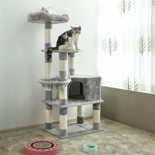 Árbol Trepador para Gatos con Poste Rascador, Gris Claro