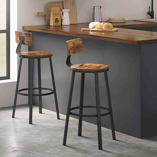 Juego de 2 Taburetes Altos con Respaldo