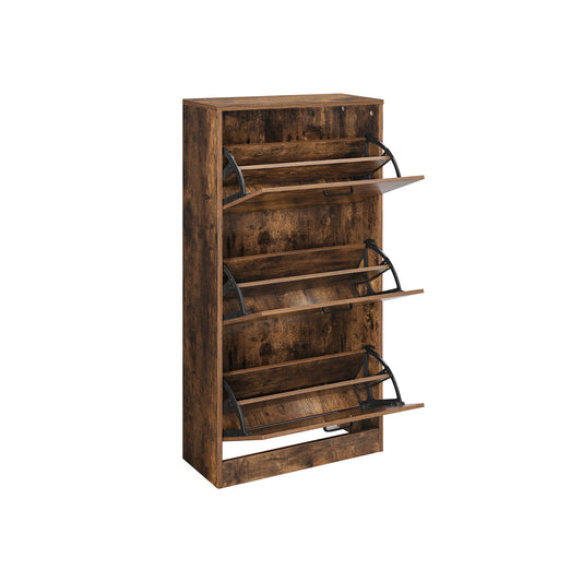 Vasagle Zapatero con 3 Puertas Abatibles de Madera, Armario Zapatero