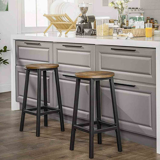 Juego de 2 Taburetes de Bar, Estilo Industrial