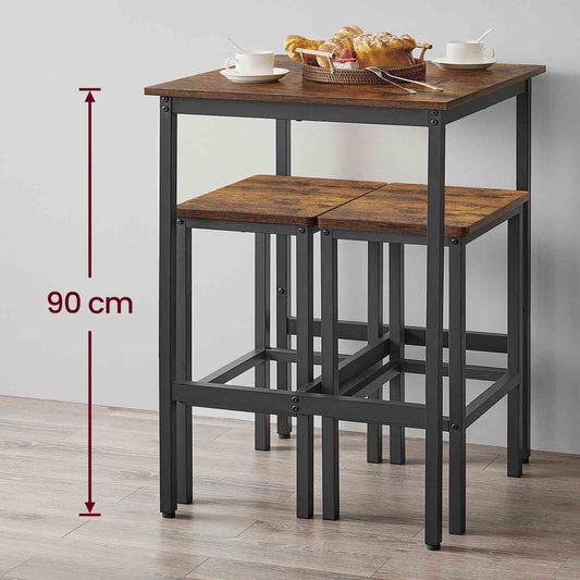 Vasagle Mesa Alta Cuadrada de Bar con Estructura Robusta