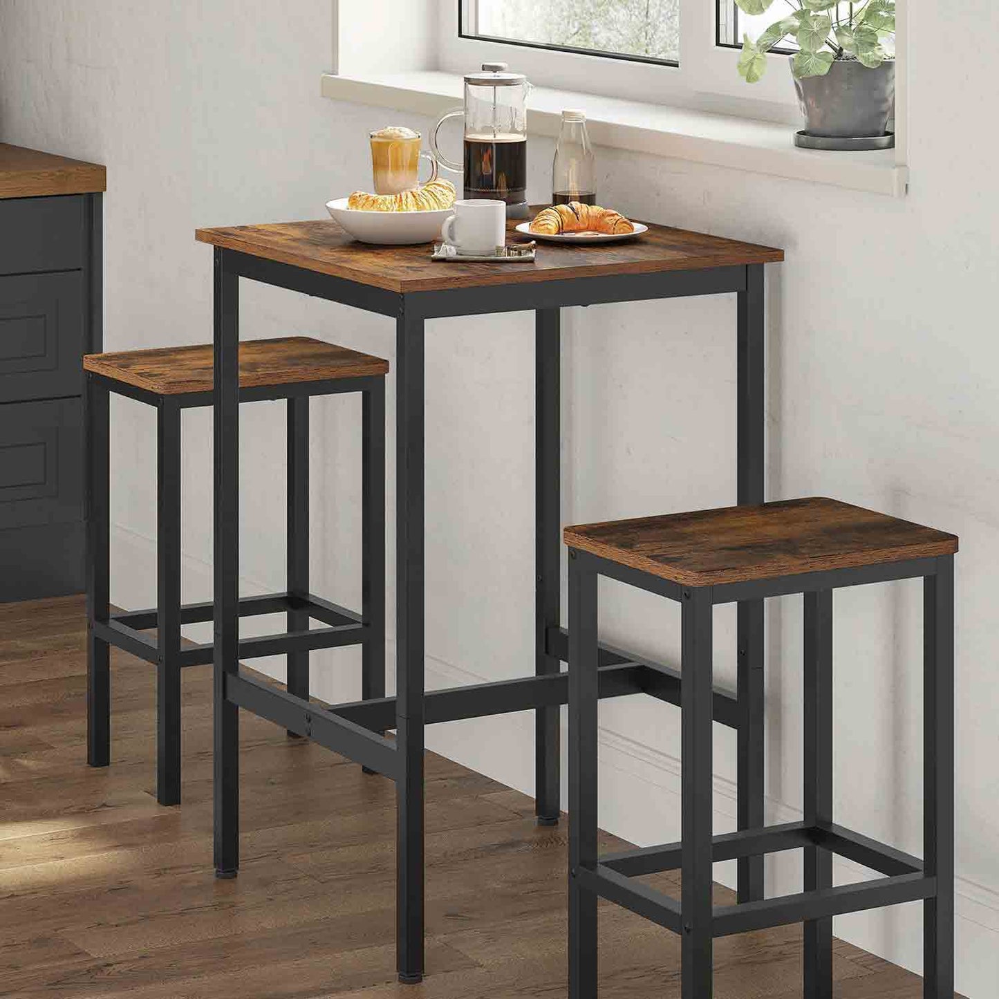 Mesa Alta Cuadrada de Bar con Estructura Robusta
