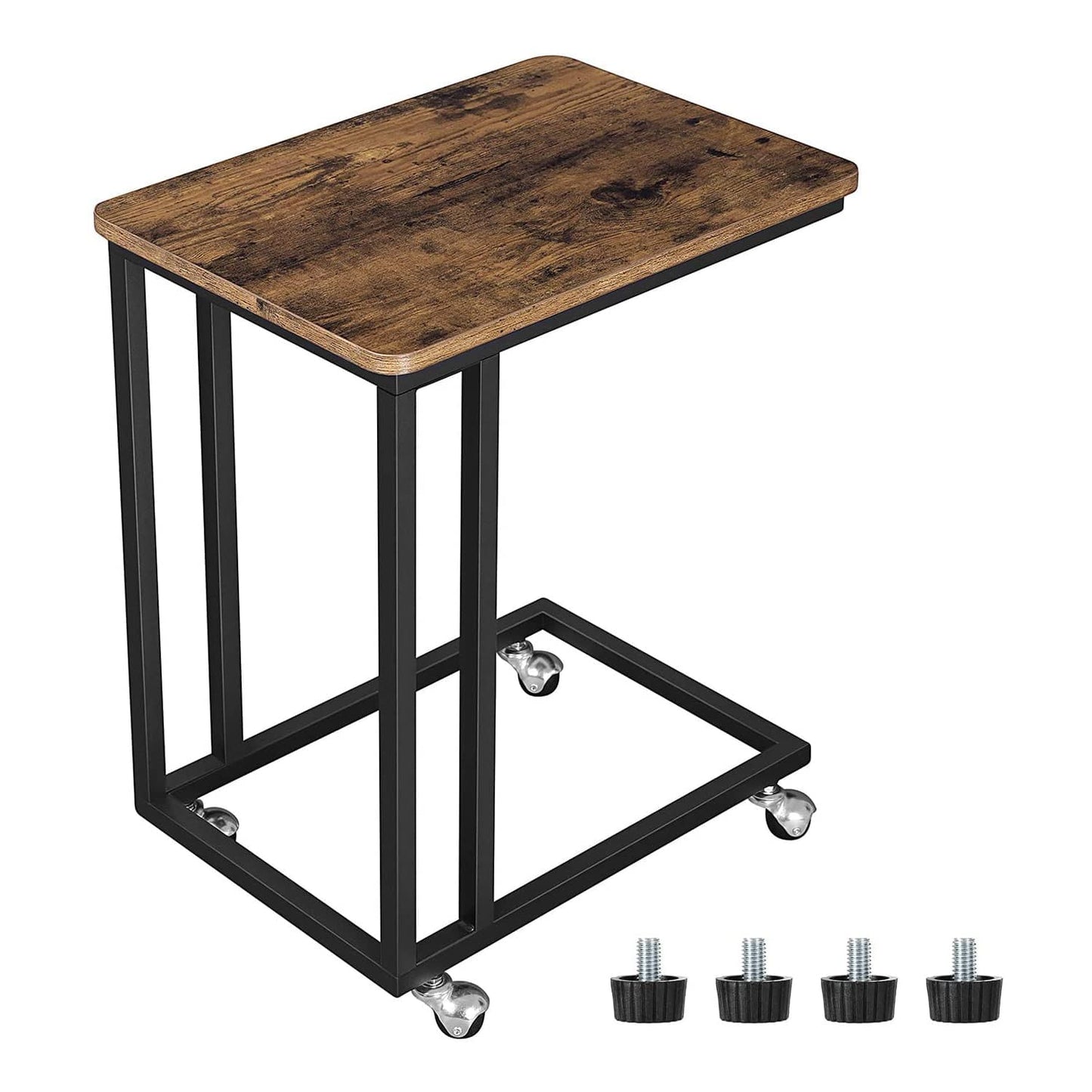 Mesita de noche con ruedas, mesa escritorio, escritorio pequeño, mesa de escritorio, mesa ordenador - Vasagle, 4