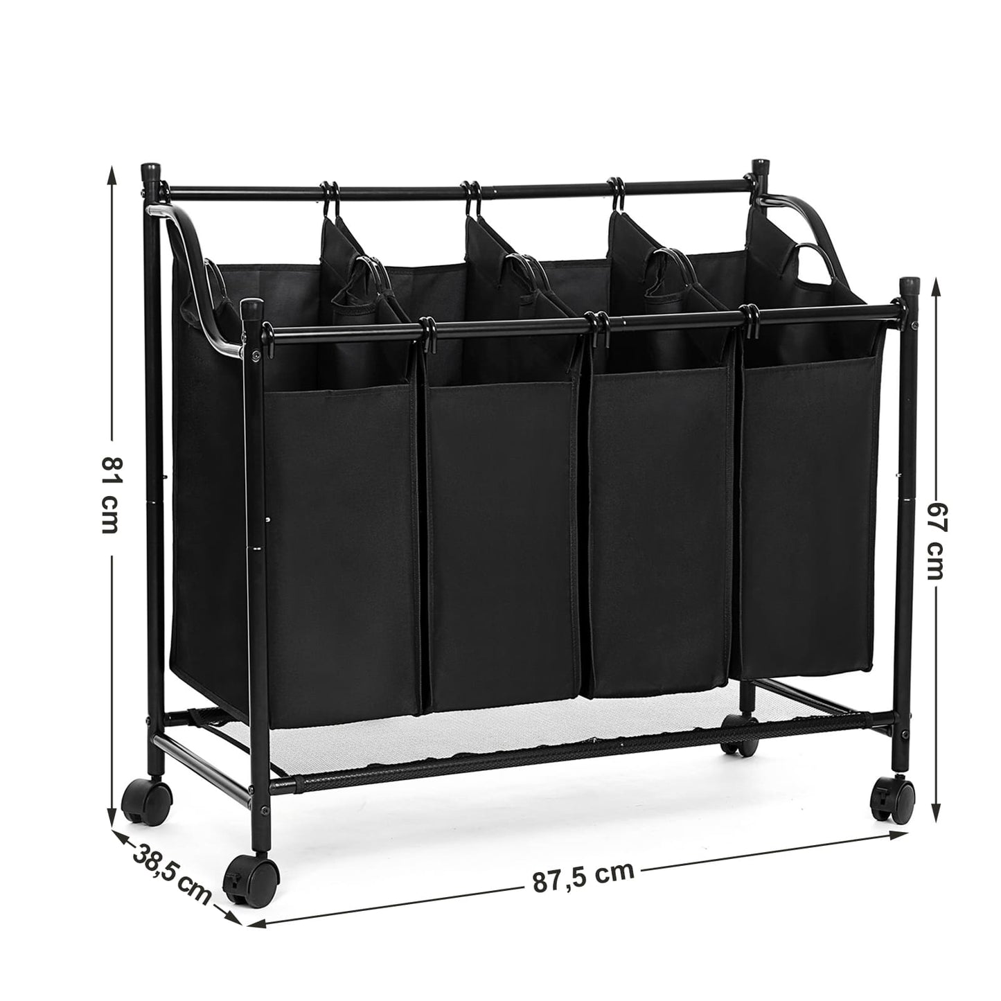 Cesto de Ropa con Ruedas y 4 Bolsas de Tela