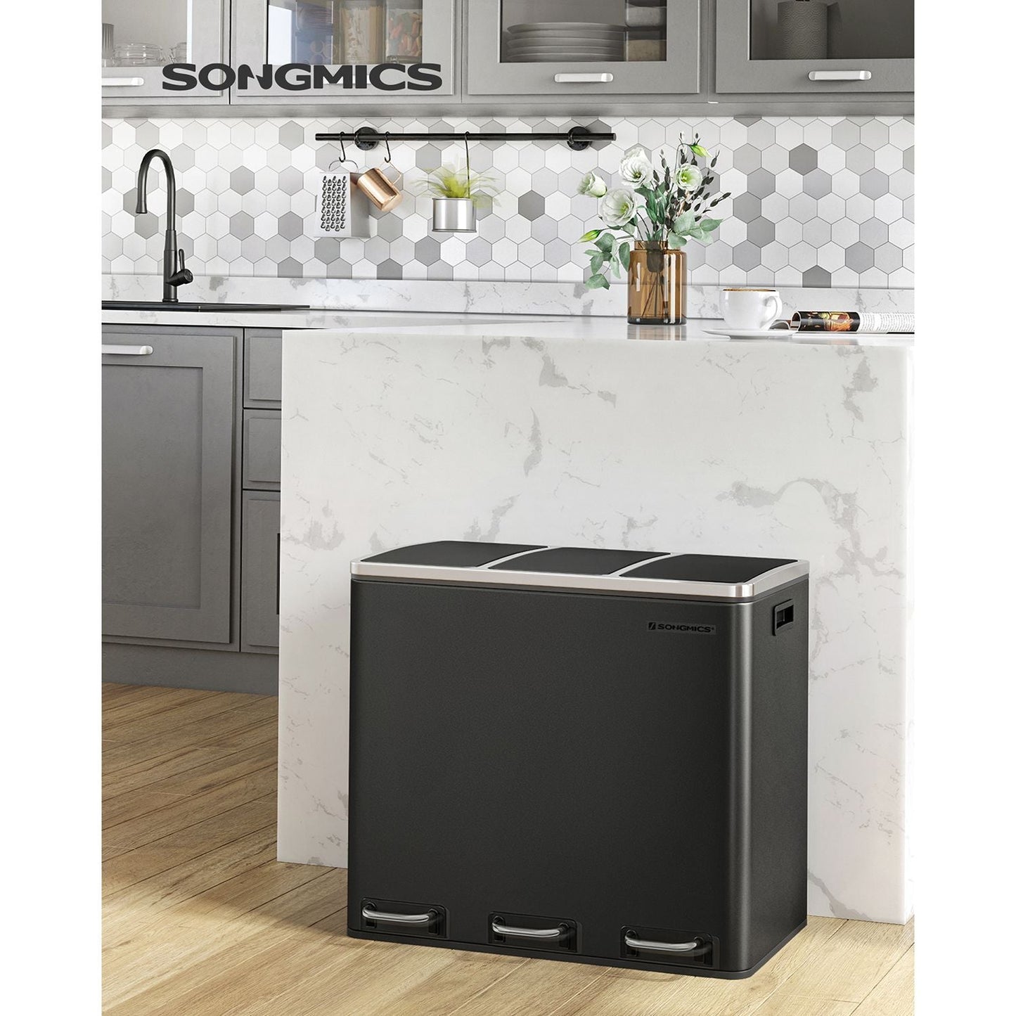 Cubo de Basura de Cocina con Sistema de Separación (3 x 18 L)