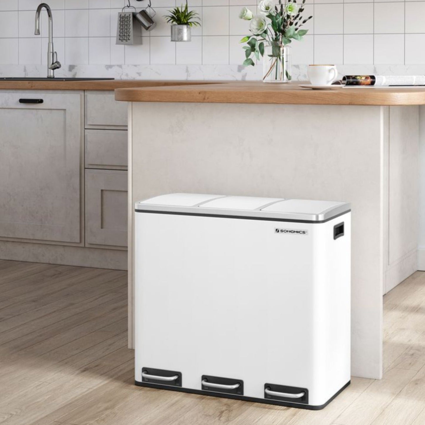 Songmics Cubo de Basura para Reciclaje, 3 x 18L