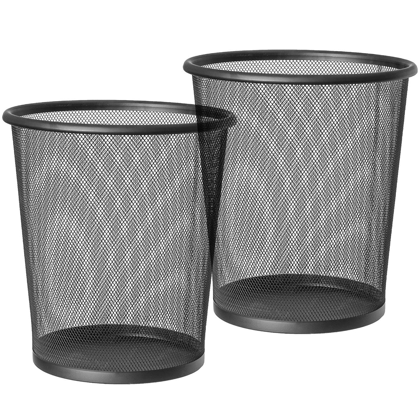 Papelera Circular Inox, de Rejilla Metalica, Hecha de Acero Recubierto de Polvo, Papelera Negra, (2 Pack), art moon Mesh
