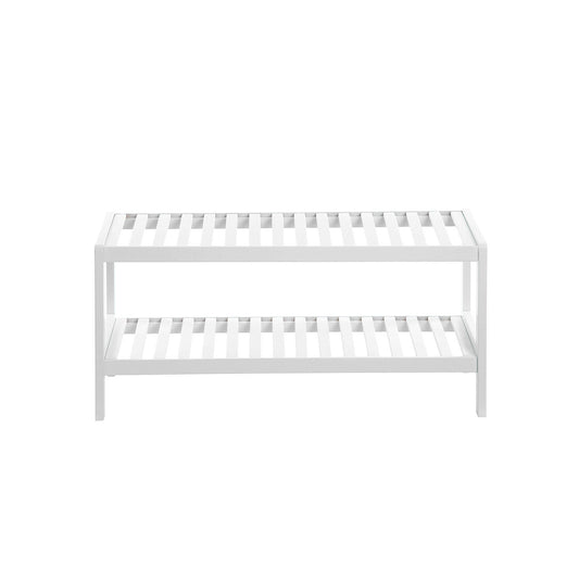 VASAGLE - Estante de zapato de canche hecho de bambú, disparo de zapato con 2 niveles, organizador de zapatos, estante para zapatos